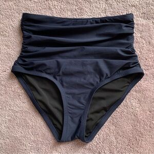 J.Crew ruched high-rise full-coverage bikini bottom navy size XXS